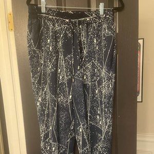 Blue & White Paisley Capri Pants